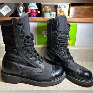 Vtg Corcoran Leather + Canvas Women’s Military Combat Boots Size 8.5M Black USA